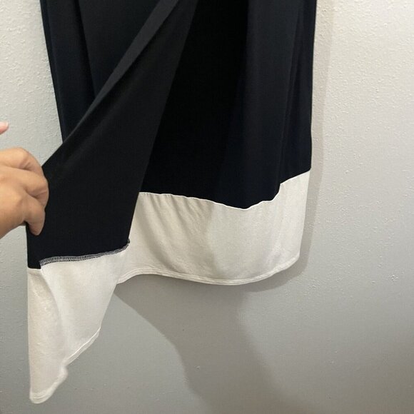 j jill wearever tunic Blouse  Women Medium Petite Layered Front Black White - Picture 3 of 6